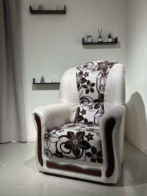 Кресло мягкое Асмана Анна-1 (рогожка цветок крупн коричневый)