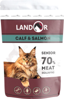 

Корм для кошек Landor, Для пожилых кошек телятина с лососем / 4270452