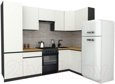 Готовая кухня ВерсоМебель Эко-8 1.2x2.7 правая (белый фасадный/ст.золотистый дуб)
