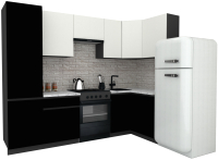 Готовая кухня ВерсоМебель Эко-8 1.2x2.7 правая (белый фасадный/черный/ст.мрамор итальянский) - 