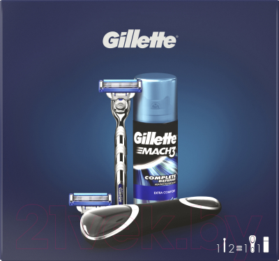Набор для бритья Gillette Mach3 Turbo бритва+2 сменные кассеты+Mach3 гель д/бритья 75мл (чехол)