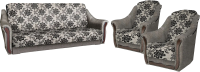 Комплект мягкой мебели Асмана Анна (рогожка вензель коричневый/рогожка беж) - 