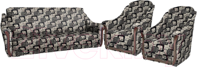 Комплект мягкой мебели Асмана Анна (рогожка кубики коричневые)