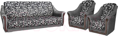 Комплект мягкой мебели Асмана Анна (рогожка завиток черный/рогожка серая)
