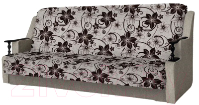 Комплект мягкой мебели Асмана Анна (деревянные подлокотники рогожка цветок крупный коричневый/рогожка беж)