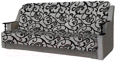 Комплект мягкой мебели Асмана Анна (деревянные подлокотники/рогожка завиток черный/рогожка серая)
