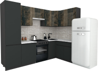 Кухонный гарнитур ВерсоМебель Эко-8 1.4x2.7 правая (дуб гранж колониальный/антрацит/ст.мрамор) - 