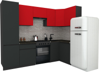 Готовая кухня ВерсоМебель Эко-8 1.2x2.7 правая (красный чили/антрацит/ст.луна) - 