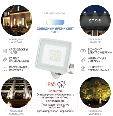 Изображение товара Прожектор ЭРА LPR-023-W-65K-010 / Б0054639