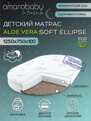 Матрас в кроватку LunaTown Aloe Vera Soft Ellipse / LUNA-33AV-SE