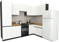 Готовая кухня ВерсоМебель Эко-8 1.4x2.7 правая (белый фасадный/ст.золотистый дуб) - 