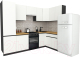 Кухонный гарнитур ВерсоМебель Эко-8 1.4x2.7 правая (белый фасадный/ст.золотистый дуб) - 