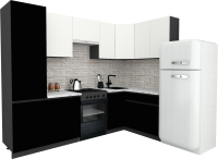 Готовая кухня ВерсоМебель Эко-8 1.4x2.7 правая (белый фасадный/черный/ст.мрамор итальянский) - 