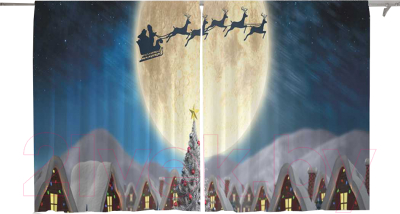 Шторы JoyArty Oxford DeLux Санта пролетает на луне / pox_21445 (145x180)