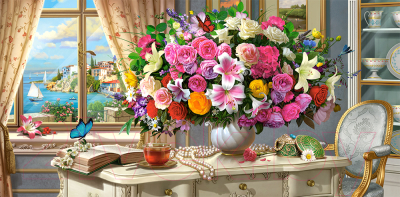 Пазл Castorland Летние цветы и чашка чая / C-400263 (4000эл)
