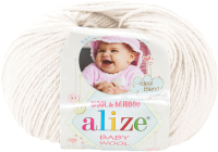 Пряжа для вязания Alize Baby Wool 40% шерсть, 40% акрил, 20% бамбук / 62 (175м, молочный) - 