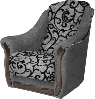 Кресло мягкое Асмана Анна (рогожка завиток черный/рогожка серый) - 