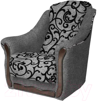 Кресло мягкое Асмана Анна (рогожка завиток черный/рогожка серый)