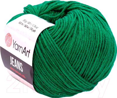 Изображение товара Пряжа для вязания Yarnart Jeans 55% хлопок, 45% акрил / 52 (160м, зеленый)