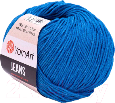 Пряжа для вязания Yarnart Jeans 55% хлопок, 45% акрил / 16 (160м, ярко-голубой)
