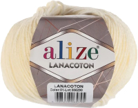 Пряжа для вязания Alize Lanacoton 26% Шерсть, 26% Xлопок, 48% Aкрил / 01 (160м, кремовый) - 