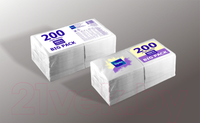 Изображение товара Бумажные салфетки Sipto Big Pack (200шт, белый)
