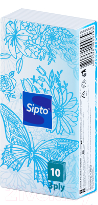 Бумажные платочки Sipto Аромат свежести 3-х слойные  (10шт, белый)
