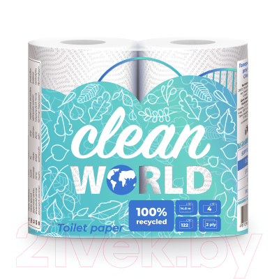 Туалетная бумага Sipto Clean World Двухслойная (4рул)