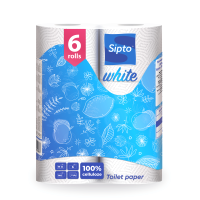 Туалетная бумага Sipto Standart White Двухслойная (6рул, белый) - 