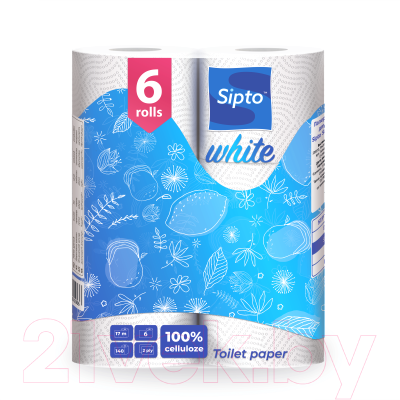 Туалетная бумага Sipto Standart White Двухслойная (6рул, белый)