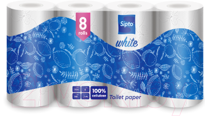 Туалетная бумага Sipto Standart White Двухслойные (8рул, белый)