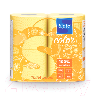 Туалетная бумага Sipto Standart Color Двухслойная (4рул, желтый)