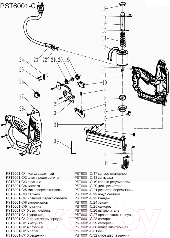 Аккумуляторный гвоздезабиватель P.I.T PST6001-C