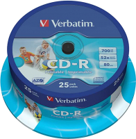 Набор дисков CD-R Verbatim 700мб AZO Printable / 43439 (25шт) - 