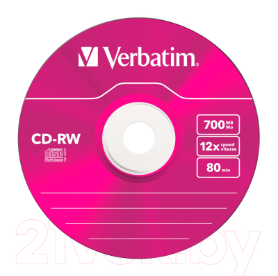 Набор дисков CD-RW Verbatim 700мб Slim / 43167 (5шт)