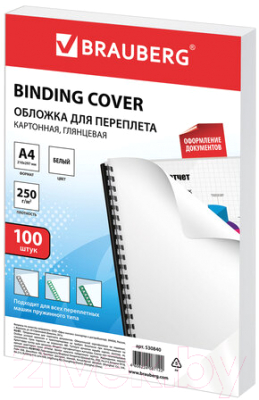 Обложки для переплета Brauberg А4 250 г/м2 / 530840 (100шт, белый)