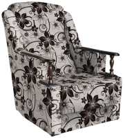 Кресло мягкое Асмана Анна с деревянными подлокотниками (рогожка цветок крупн коричневый) - 