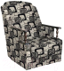 Кресло мягкое Асмана Анна с деревянными подлокотниками (рогожка кубики коричневые) - 