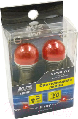 Комплект автомобильных ламп AVS S108B / A40573S (2шт, красный)