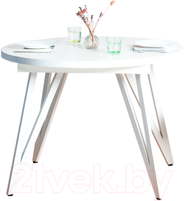 Обеденный стол Millwood Женева 3 D раздвижной 110-150x110x76.4 (белый/металл белый)