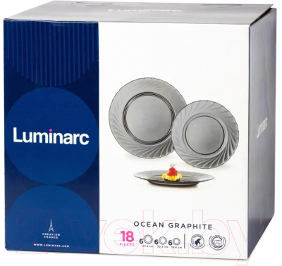 Набор тарелок Luminarc Океан A0008 (18шт, графит)