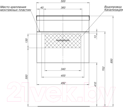 Комплект мебели для ванной Aquanet Нота 50 / 287699