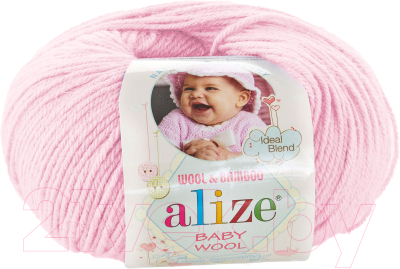 Пряжа для вязания Alize Baby Wool 40% шерсть, 40% акрил, 20% бамбук / 185 (175м, светло-розовый)