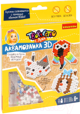 Развивающая игра Bondibon Аквамозаика 3D 3 фигуры Кошка собака попугай / ВВ5254