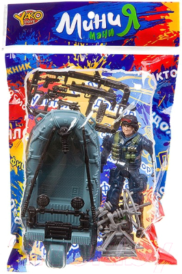 Катер игрушечный Yako Мини МаниЯ Военный с полицейским и лодкой К93737
