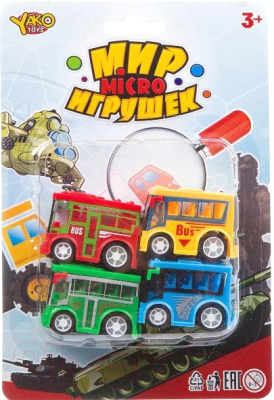 Набор игрушечных автомобилей Yako Мир micro игрушек Автобусы инерционные / В93775