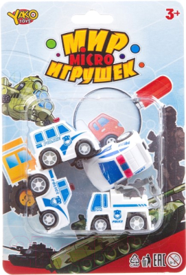 Изображение товара Набор игрушечных автомобилей Yako Мир micro игрушек Полицейские машины инерционные / В93778