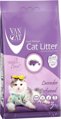 Наполнитель для туалета Van Cat Lavender бентонитовый с ароматом лаванды (5.9л/5кг)
