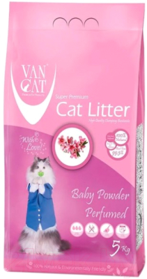 Наполнитель для туалета Van Cat Baby Powder бентонитовый с ароматом детской присыпки (5.9л/5кг)