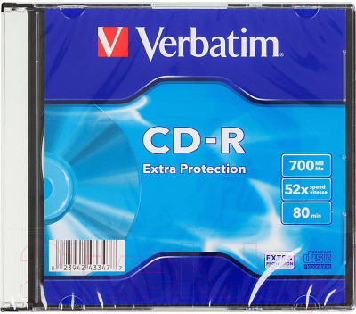 Диск CD-R Verbatim 700мб Extra Protection Slim / 43347